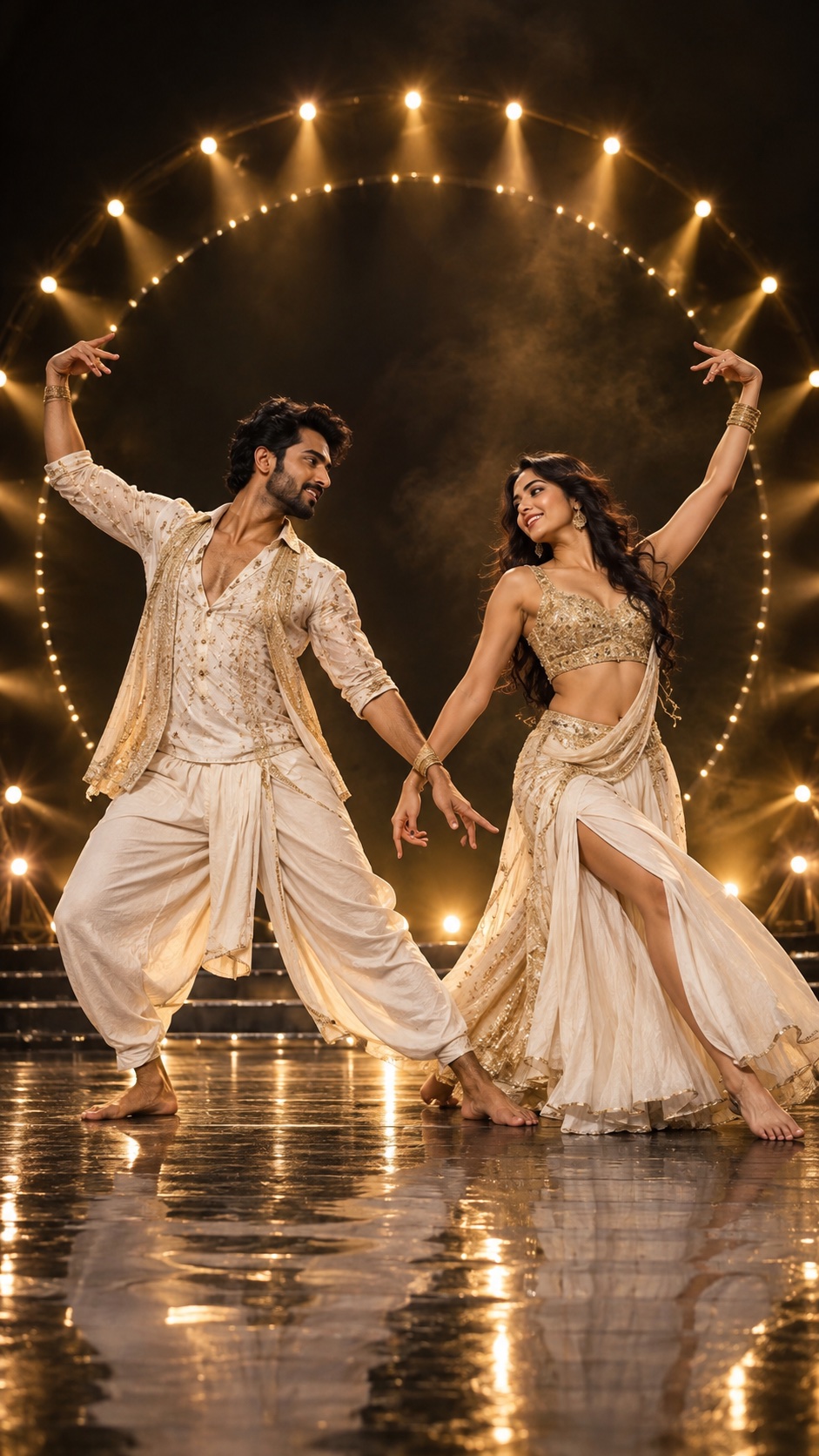 Spotlight Pair: Mirrored choreography with a bold stage finish.